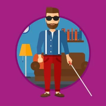 Blind man with stick. Stock Illustration
