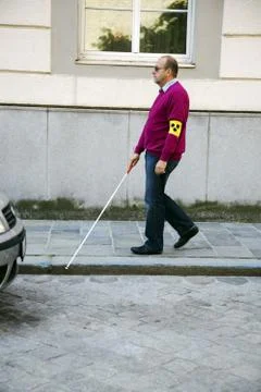 Blind man with stick Stock Photos
