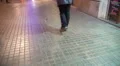 Blind man walking street with long white cane, visual impairment, eyesight loss 4k or 4k+ Resolution