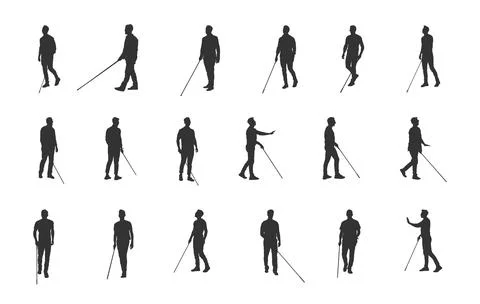 Blind man walking svg, Blind man svg, Blind man walking silhouette Stock Illustration