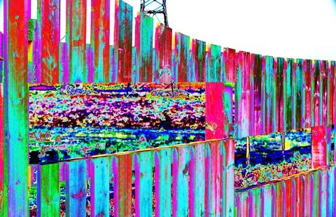 A blind or bird hide at Stert Point, Somerset, UK. Artistic processing. Stock Photos