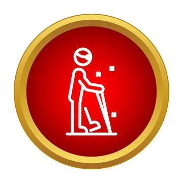 Blind person walking with a white cane icon Stock Illustration