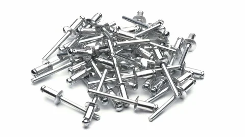 Blind rivets isolated on white, seamless loop rotation 스톡 동영상 144389659