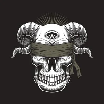 Blind Skull one eye vector illustration イラスト素材