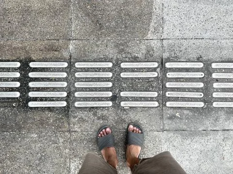 Blind track pattern paving block used for blind people. Stock Photos