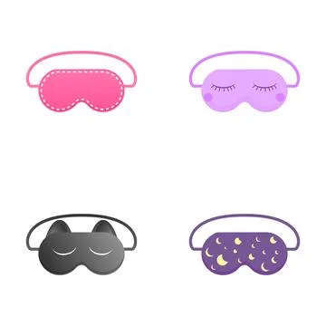 Blindfold icons set cartoon vector. Nightwear element for resting and relaxation Stock Illustration