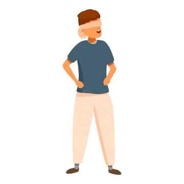 Blindfolded boy playing hide and seek, searching for friends 库存插图