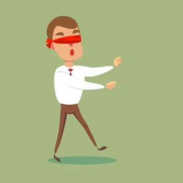 Blindfolded cartoon man Stock Illustration