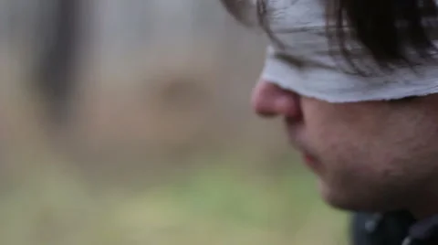 Blindfolded man 스톡 동영상 52851313