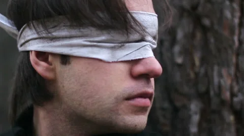 Blindfolded man, Stock Video