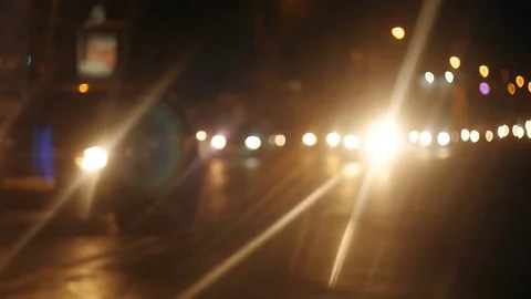 Blinding Headlights At the Road Stock Footage 81213924