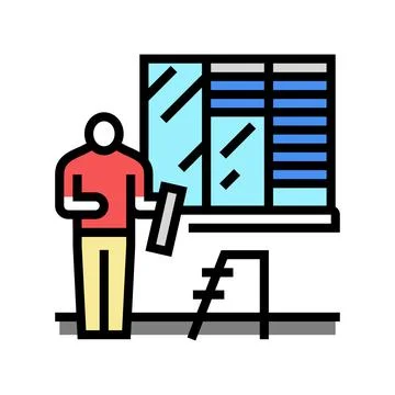 Blinds fitting color icon vector illustration Stock Illustration