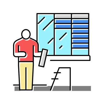 Blinds fitting color icon vector illustration Stock Illustration