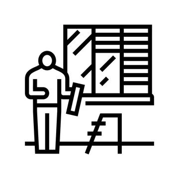 Blinds fitting line icon vector illustration Stock Illustration