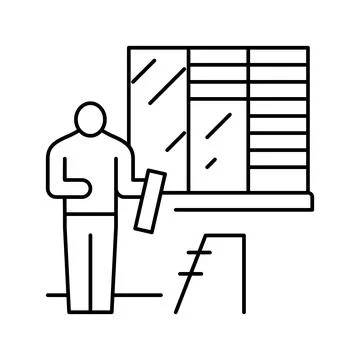 Blinds fitting line icon vector illustration Stock Illustration
