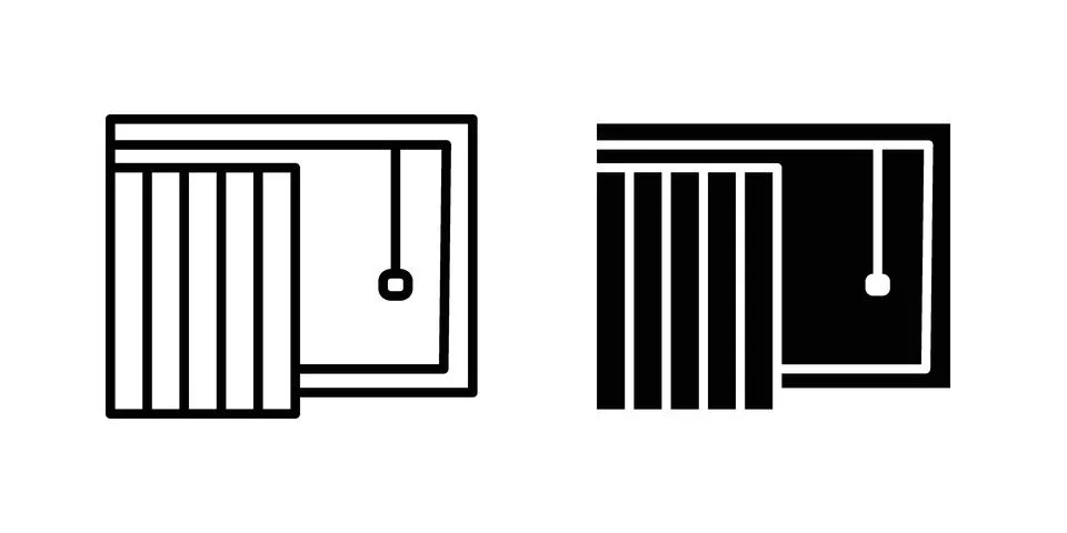Blinds open icon drawing lines. Silhouette style vector bundle Stock Illustration
