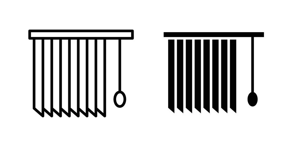 Blinds open icon silhouette vector set. thin line pack Stock Illustration