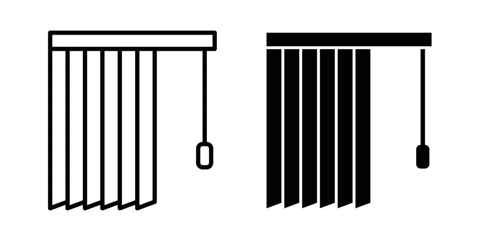 Blinds open icon symbol. Flat and Stroke Vector illustration Stock Illustration