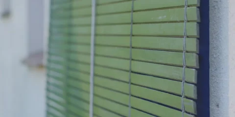 Blinds window moving by wind. Relaxing house Stock Footage 138633652