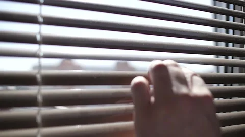 Blinds on the window open and close. Video stock 194967328