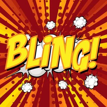 BLING wording comic speech bubble on burst Illustrazione stock