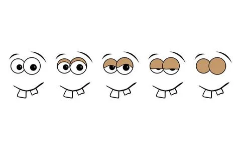 Blink eye animation step. Human cartoon face with blinking eyeball. Vector il Ilustración de archivo