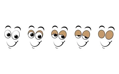 Blink eye animation step. Human cartoon face with blinking eyeball. Vector il Stock Illustration