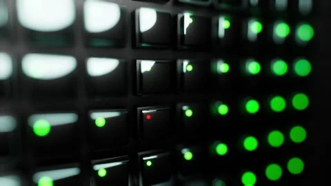 Blink red led basadata machine learning rack storage Vídeos de archivo 247910379
