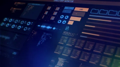 Blinking and flashing futuristic computer inerface of data storage system Stock Footage 65761555