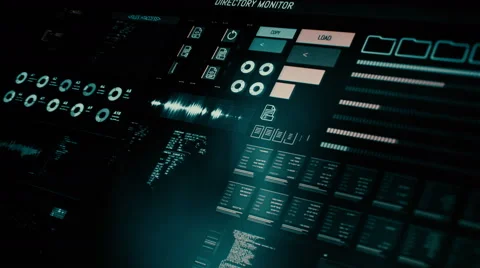 Blinking and flashing futuristic computer inerface of data storage system Stock Footage 65761951