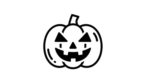 Blinking black outline Halloween jack-o-lantern pumpkin animation on white .. 스톡 동영상 342637632