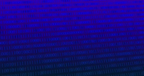 A blinking blue and violet neon binary code technology concept Video stock 337432736