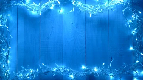 Blinking blue lights of decorational LED garland. Stock Footage 99683623