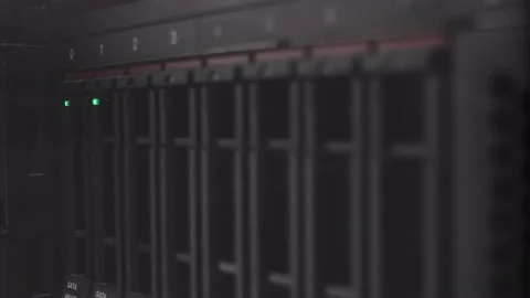 Blinking bulbs on hard drives. Sata hadd server. Stock Footage 165985214