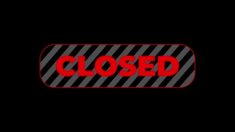 Blinking Closed word on Black Screen. Red Closed Text Sign on Old Monitor. Close Stock Footage 260357659