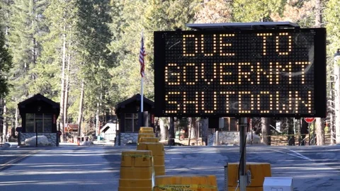 Blinking digital sign informing visitors that Yosemite National Park is Stock Footage 100734088
