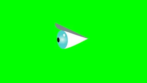 Blinking drawn eye, side view on a green chromakey background for insertion Stock Footage 271224875