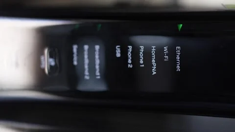 Blinking Ethernet light on wifi gateway Stock Footage 323246185