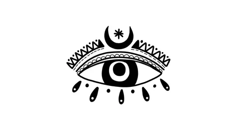 Blinking eye animation clip. Symbol mystic occult black and white color. Stock Footage 142869837