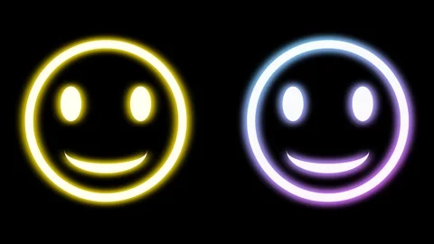 Blinking eye emoji on black background with bright neon light Stock Footage 270451280