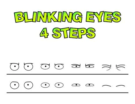 Blinking eyes steps vector preset for character animation design isolated on  Ilustración de archivo