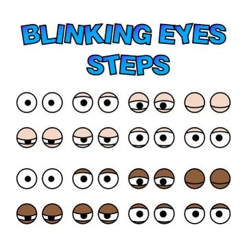 Blinking eyes steps vector preset for character animation design isolated on  Ilustración de archivo