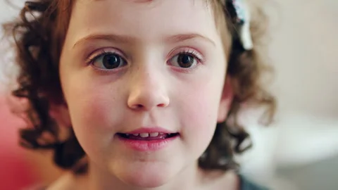 Blinking, face and child for optometry, optical wellness or vision screening in Video stock 335924546