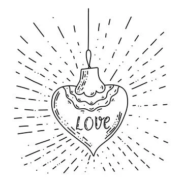 Blinking heart in doodle style. Simple illustration of heart. Naive style vec Stock Illustration