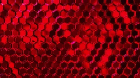 Blinking hexagons pattern background red Stock Footage 142266064