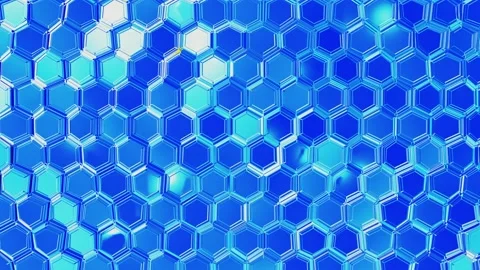 Blinking hexagons pattern, blue hexagonal moving background Stock Footage 143143448