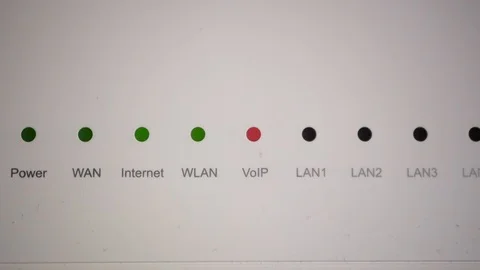Blinking led lights on slow internet router Stock Footage 107820185