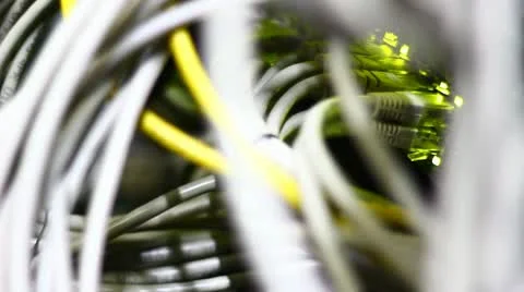 Blinking LED on working Ethernet computer Stock Footage 12098905