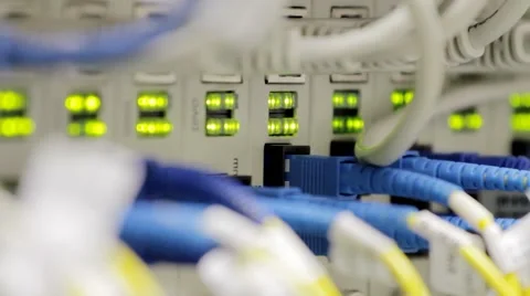 Blinking LEDs on optical converters Stock Footage 63358172