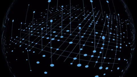 Blinking Light Network Technology Globe Data Overlay Video Effect 4k Black Stock Footage 289912080